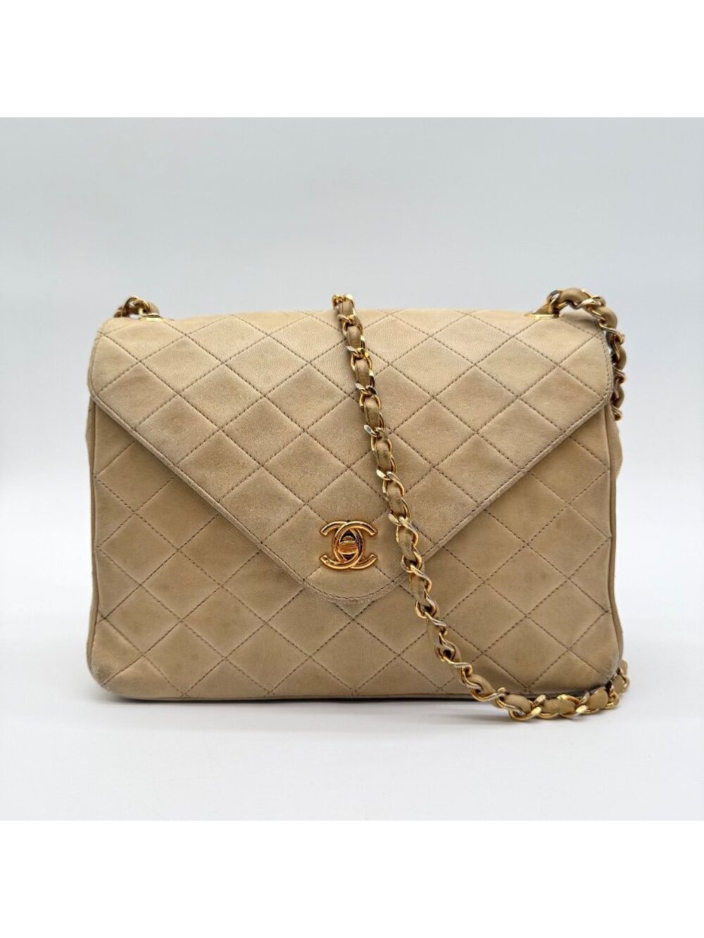 Chanel Large Shoulder Bag Quilted Turnlock CC Logo Leather